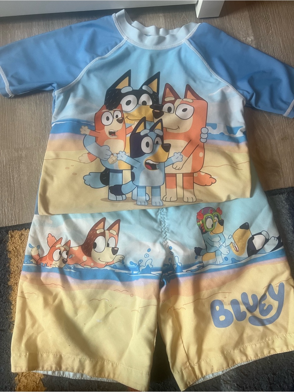 Bluey Kids' Two-Piece Swim Set in Light Blue and Yellow
